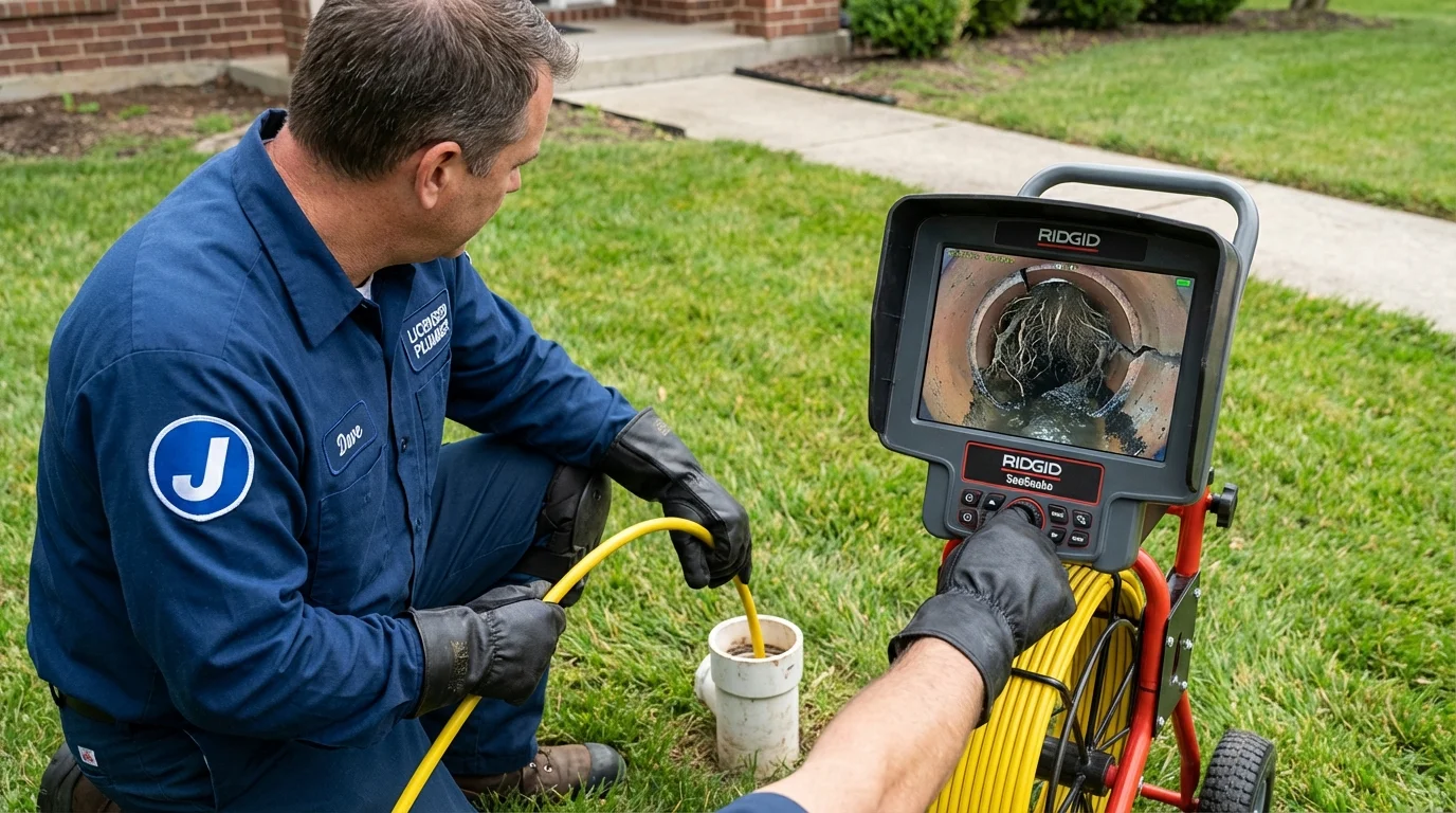 Sewer camera inspection being performed by Johns Plumbing LLC in Keene